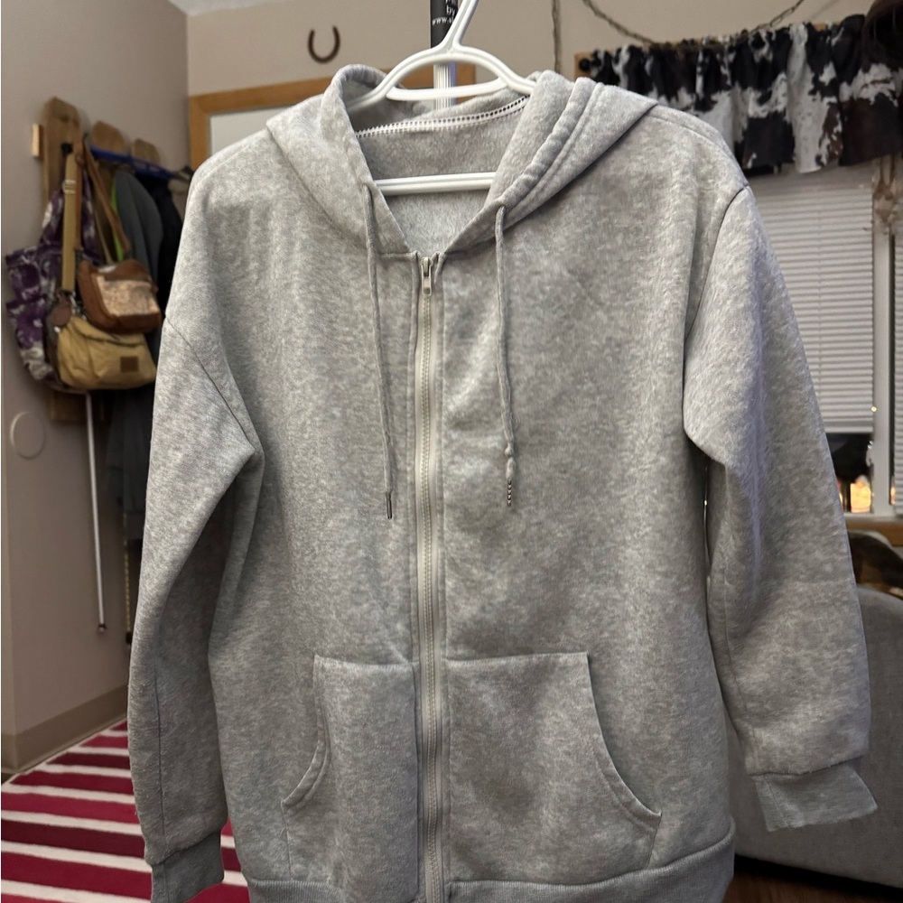 SHEIN Gray Zip-Up Hoodie